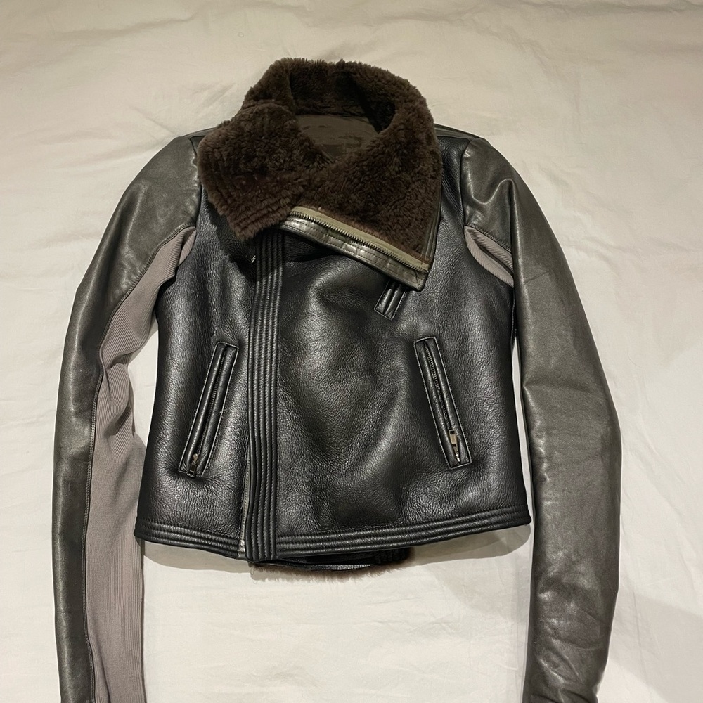 Rick Owens Metallic Shearling Jacket - Picture 2 of 9